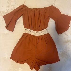 Rue21 Terracotta Off-Shoulder Romper